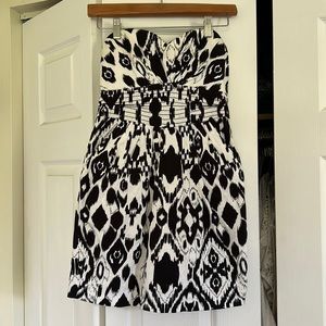 Strapless B & W Ikat Dress